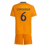 Real Madrid Eduardo Camavinga #6 Vonkajší Detský futbalový dres 2024-25 Krátky Rukáv (+ trenírky)